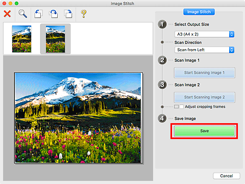 figure: Image Stitch window